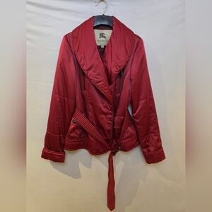 Burberry London Satin Look Light Weight Down Bordeaux/ Red Jacket Size M